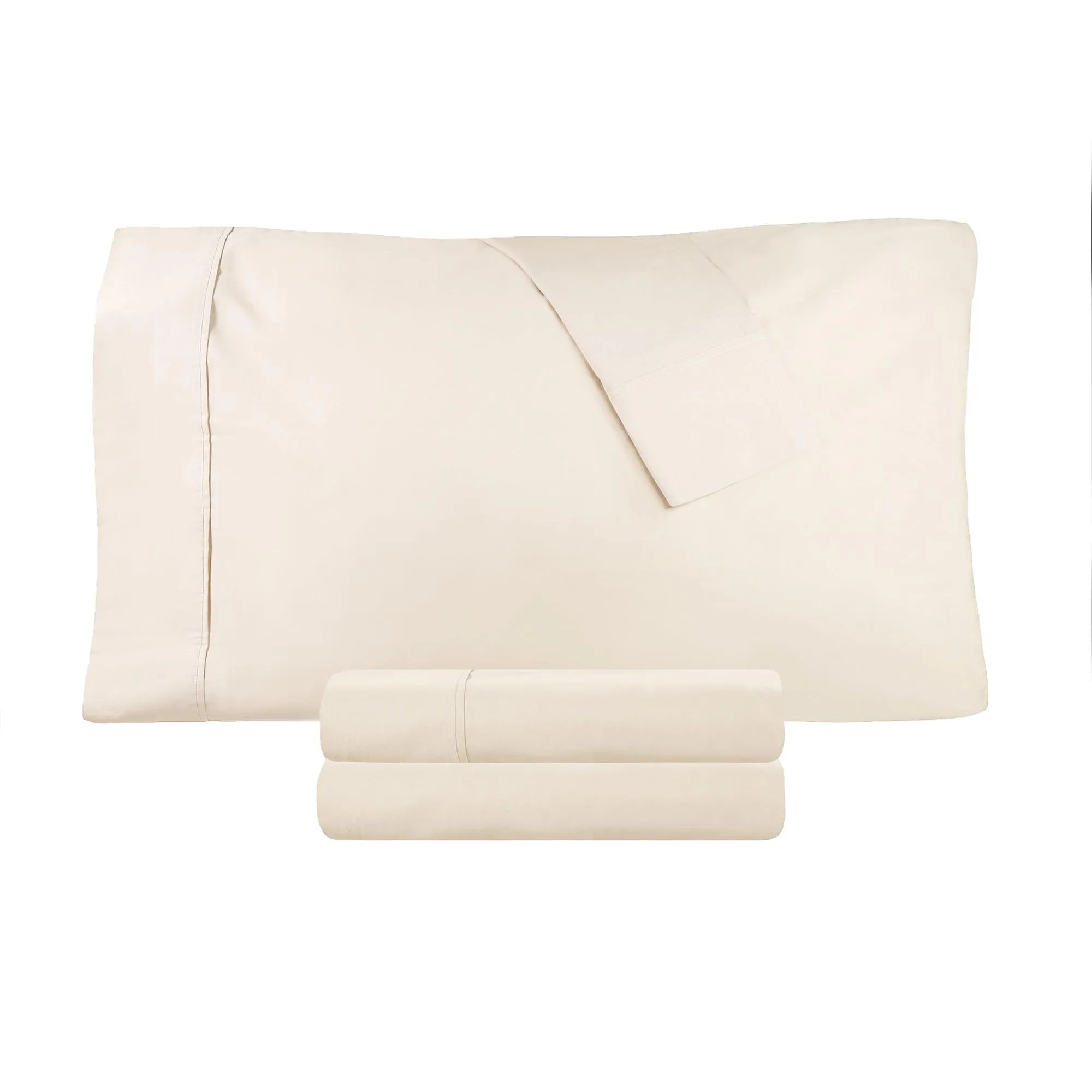 100% Cotton Percale 300 Thread Count Solid Deep Pocket Sheet Set