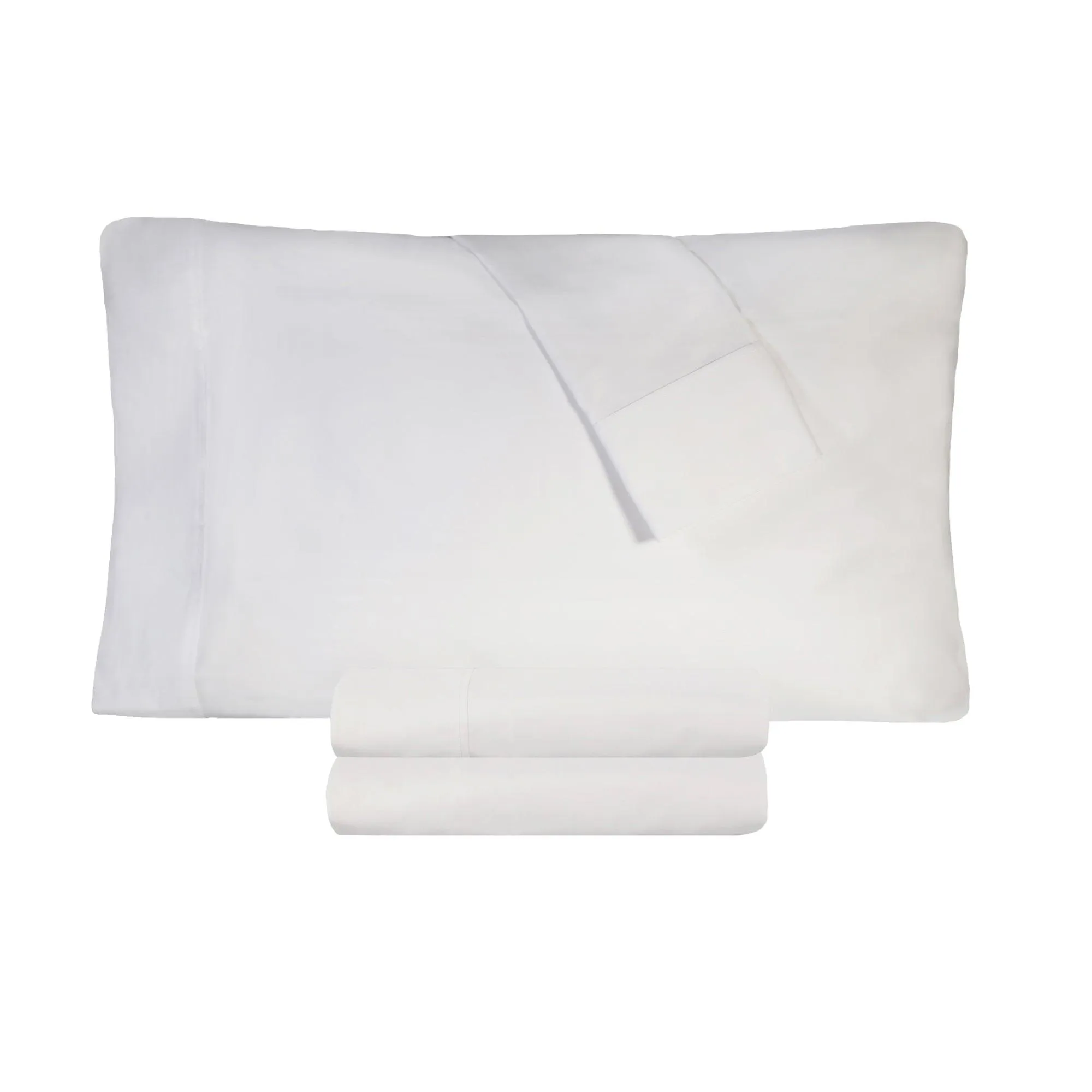 100% Cotton Percale 300 Thread Count Solid Deep Pocket Sheet Set