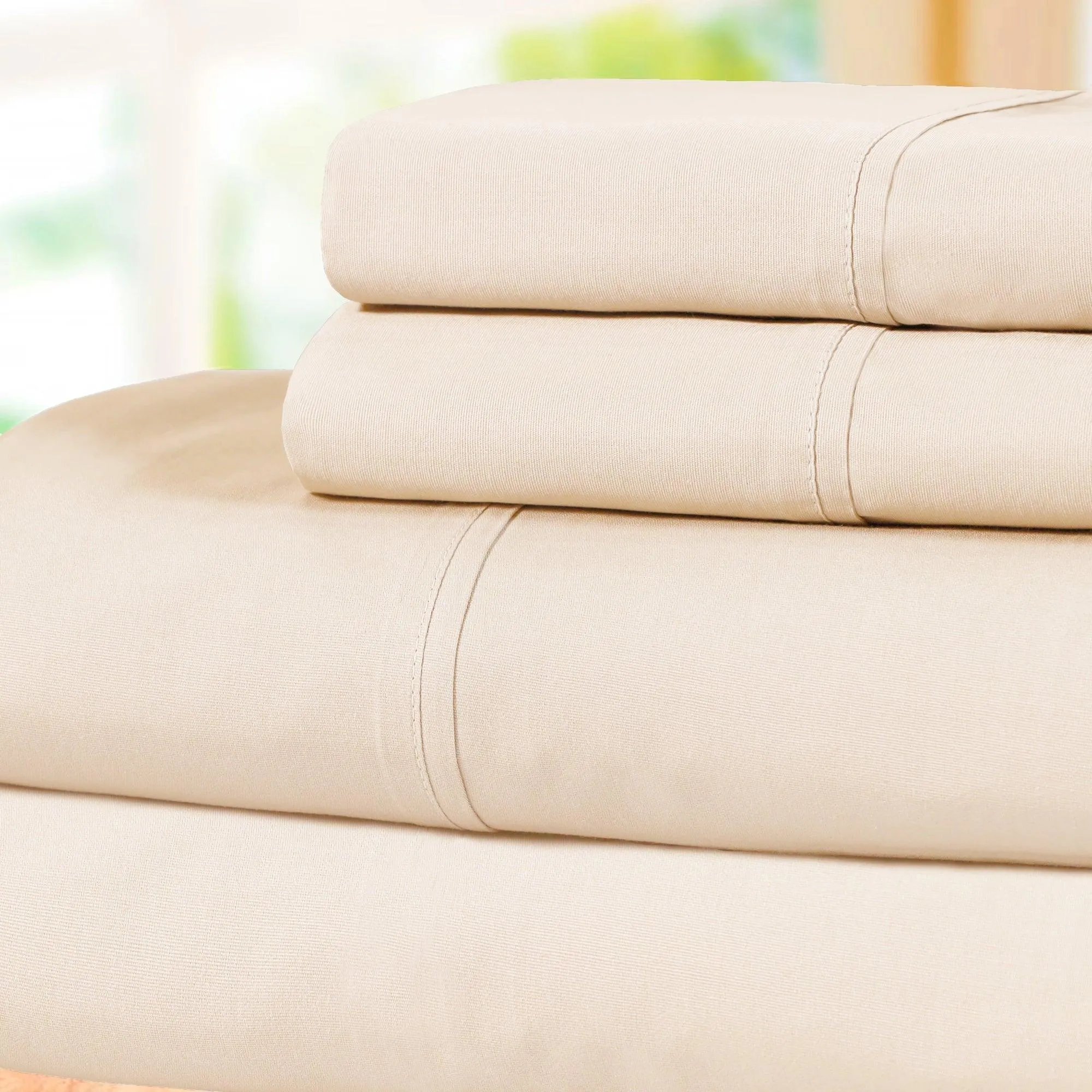 100% Cotton Percale 300 Thread Count Solid Deep Pocket Sheet Set