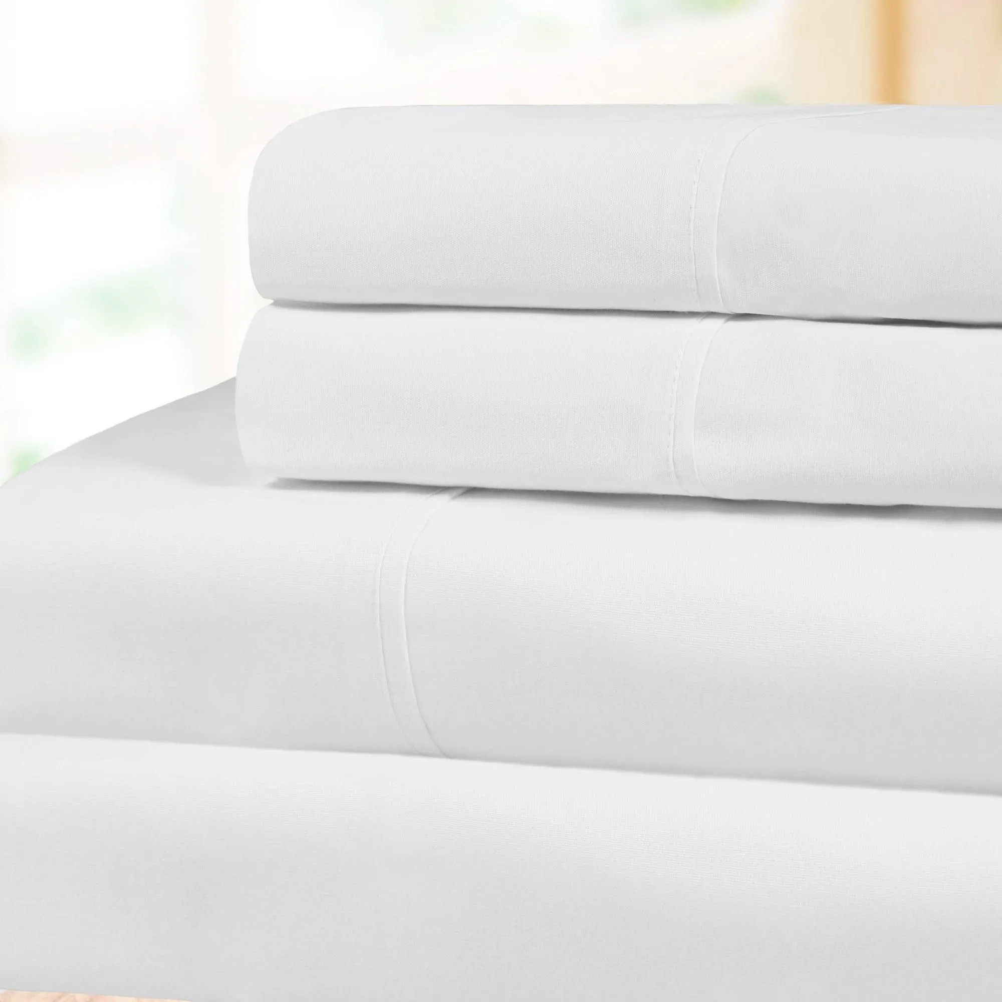 100% Cotton Percale 300 Thread Count Solid Deep Pocket Sheet Set