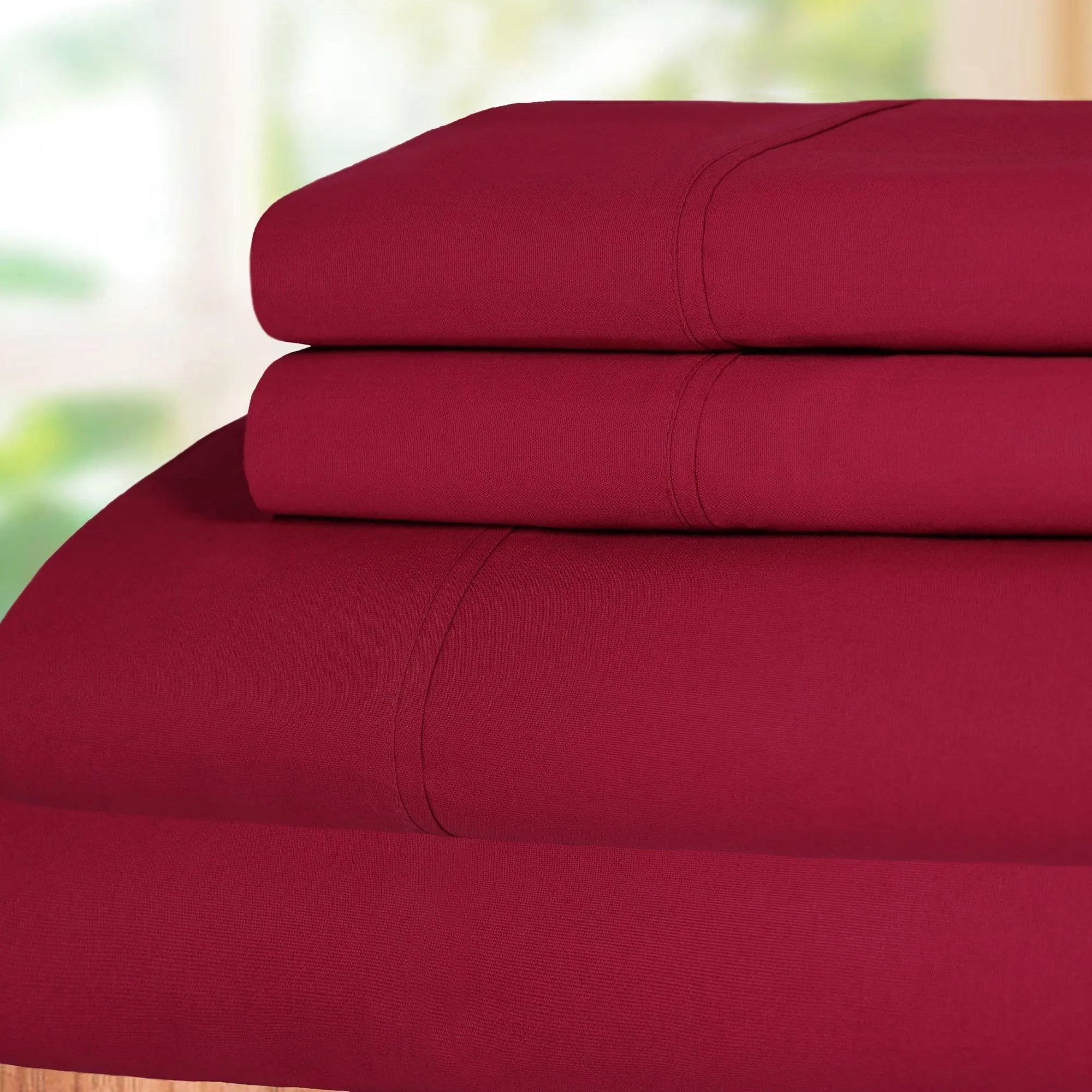 100% Cotton Percale 300 Thread Count Solid Deep Pocket Sheet Set