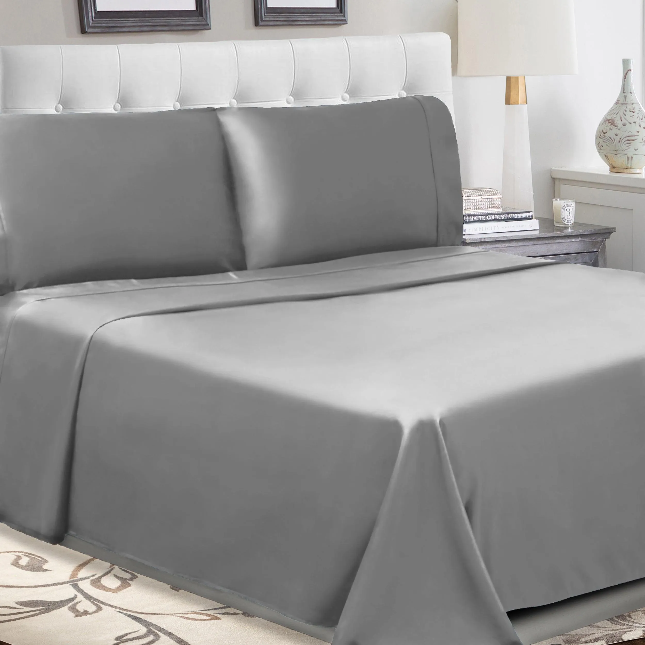 100% Cotton Percale 300 Thread Count Solid Deep Pocket Sheet Set