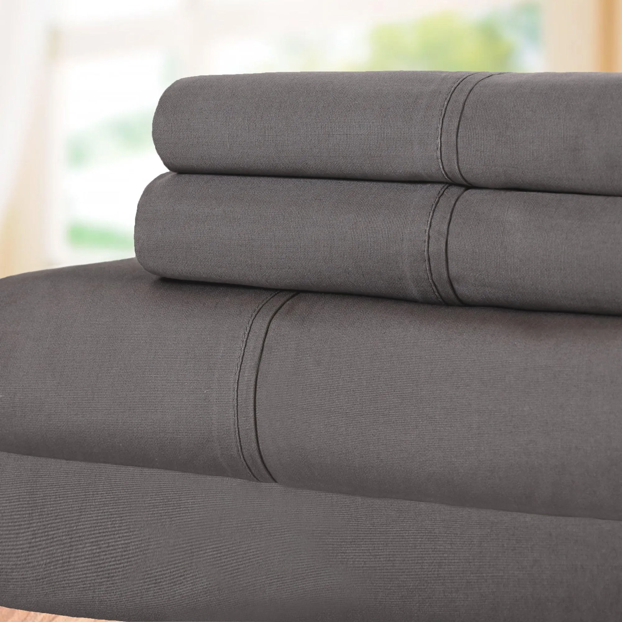 100% Cotton Percale 300 Thread Count Solid Deep Pocket Sheet Set