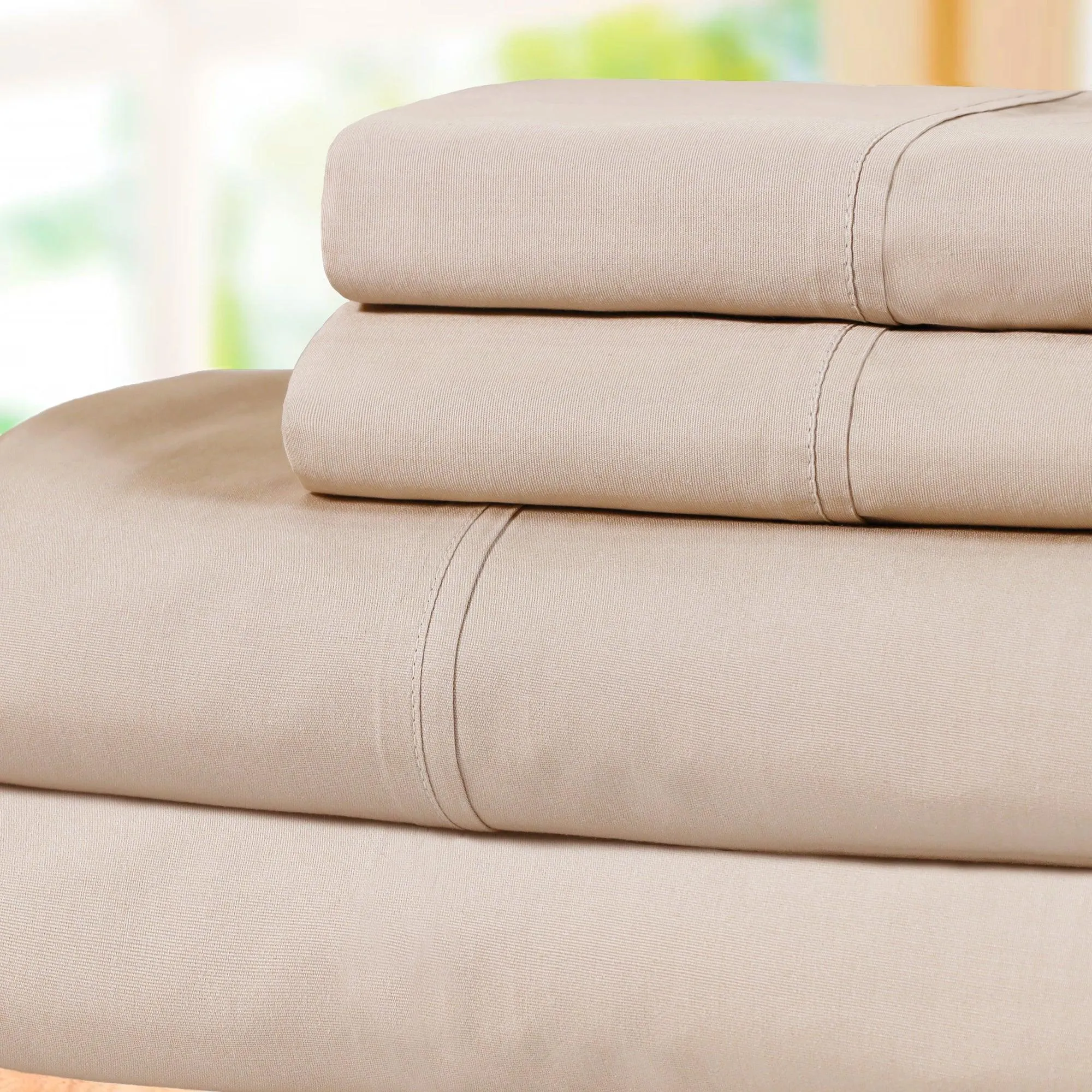 100% Cotton Percale 300 Thread Count Solid Deep Pocket Sheet Set