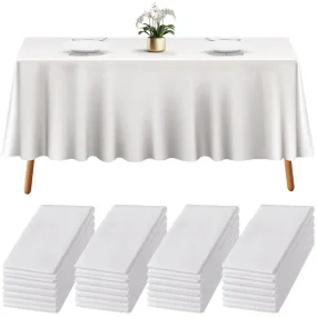 24 White Plastic Tablecloth - 108 X 54 Plastic Table Cloths  Disposable