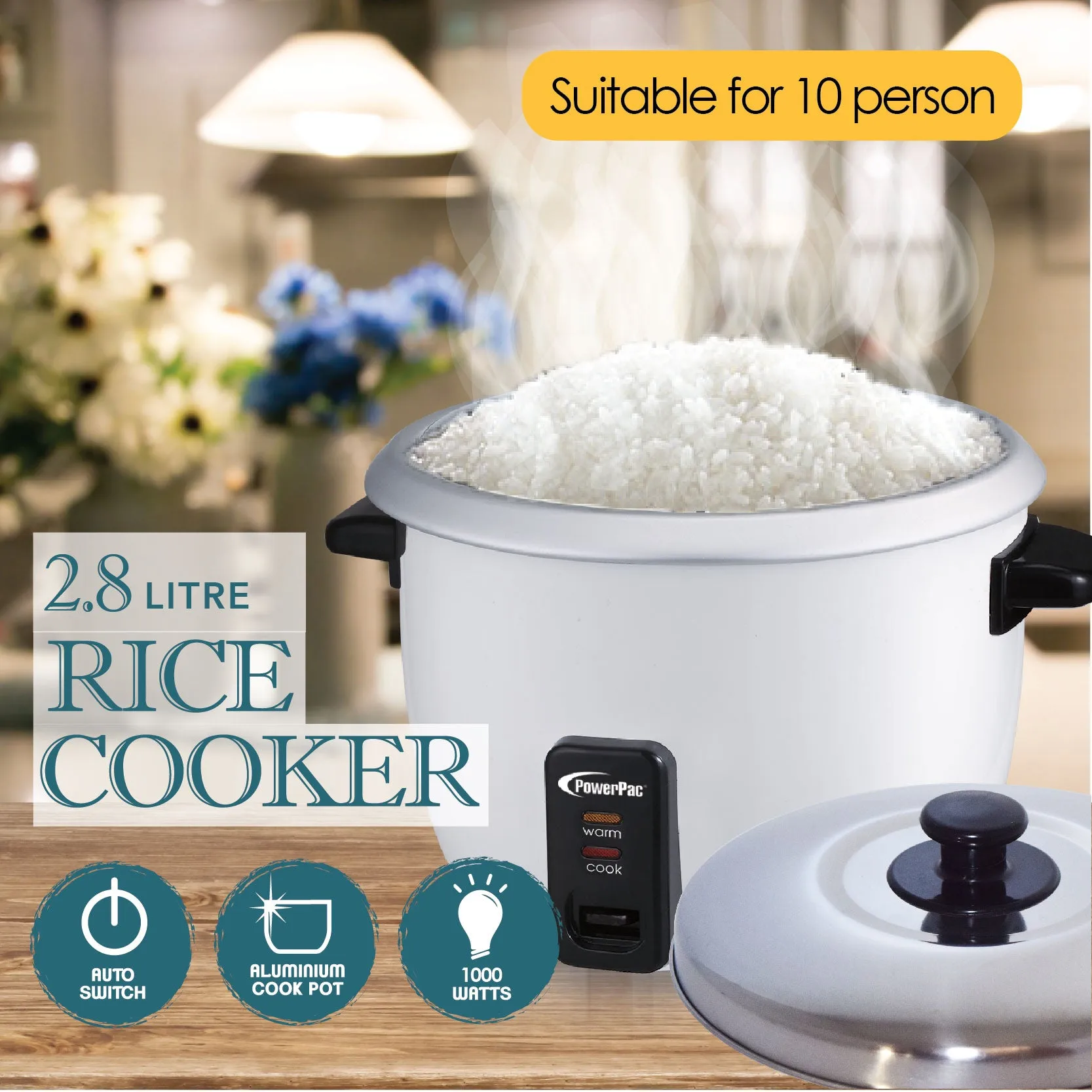 2.8L Rice Cooker with Aluminium Inner Pot (PPRC10)