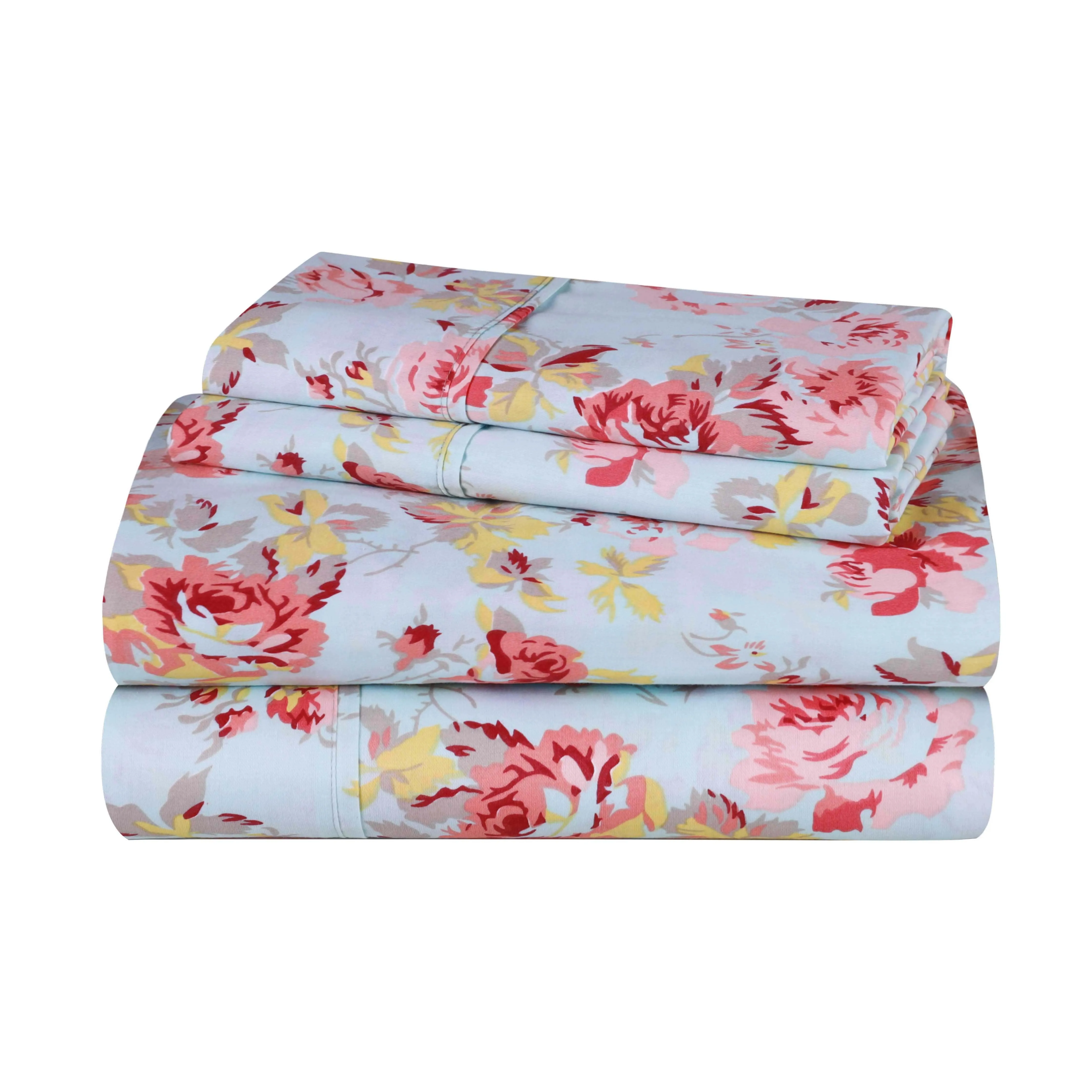 300 Thread Count Cotton Vintage Solid Or Floral Bellflower Sheet Set