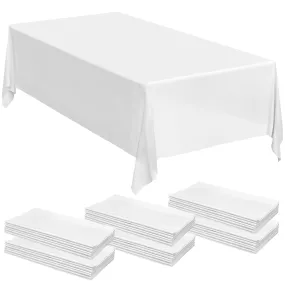 48 White Plastic Tablecloth - 108 X 54 Plastic Table Cloths - Disposable