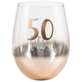 50 Rose Gold Ombre Stemless Wine Glass - 600ml