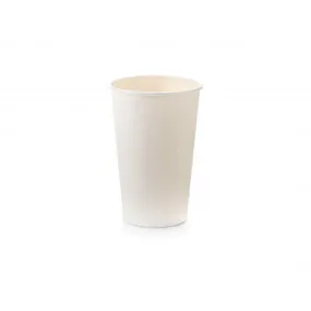 500ml Paper Coffee Cup Single Wall White with White Sip Lid 10pack