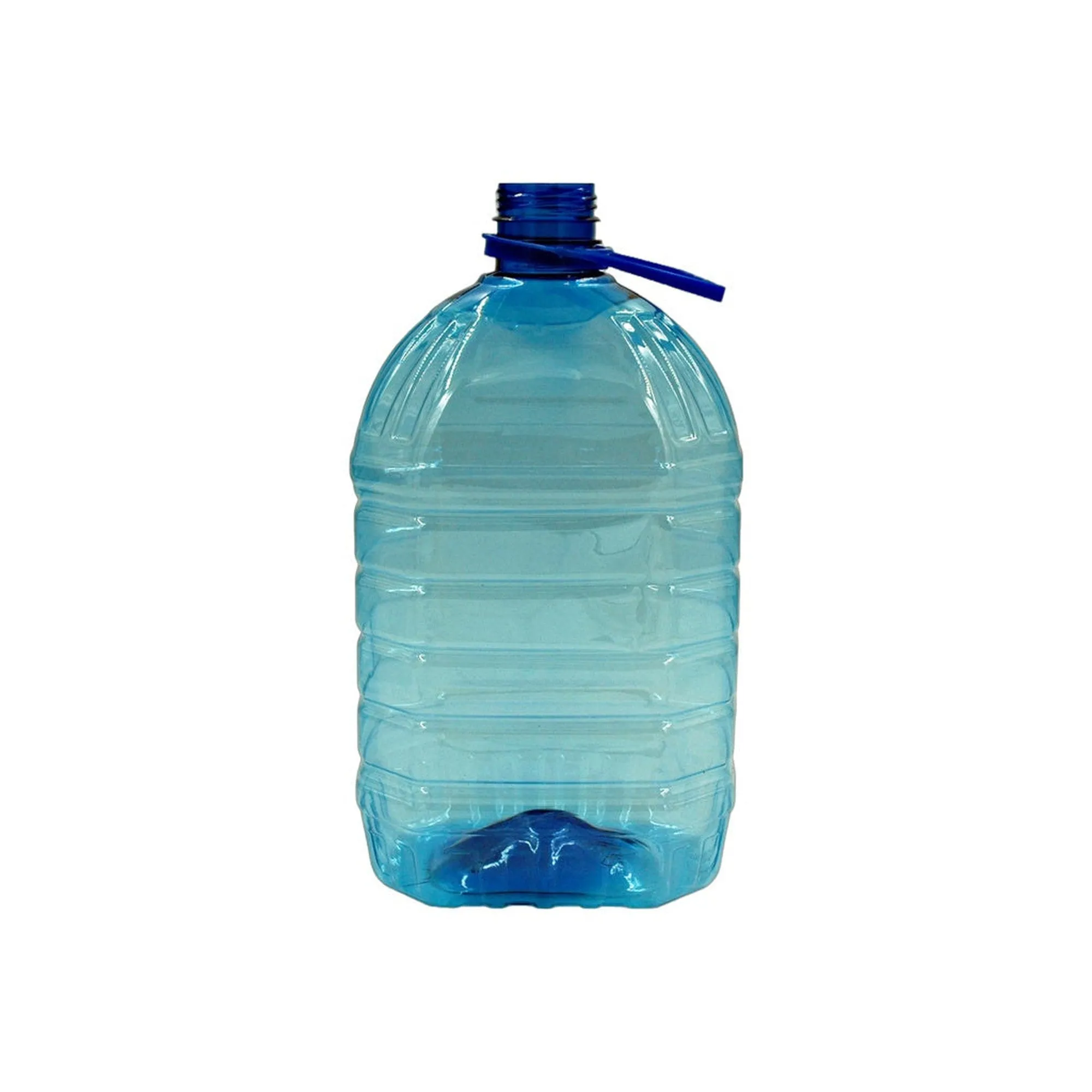 5L PET Plastic Water Bottle Blue with Lid and Carry Tag