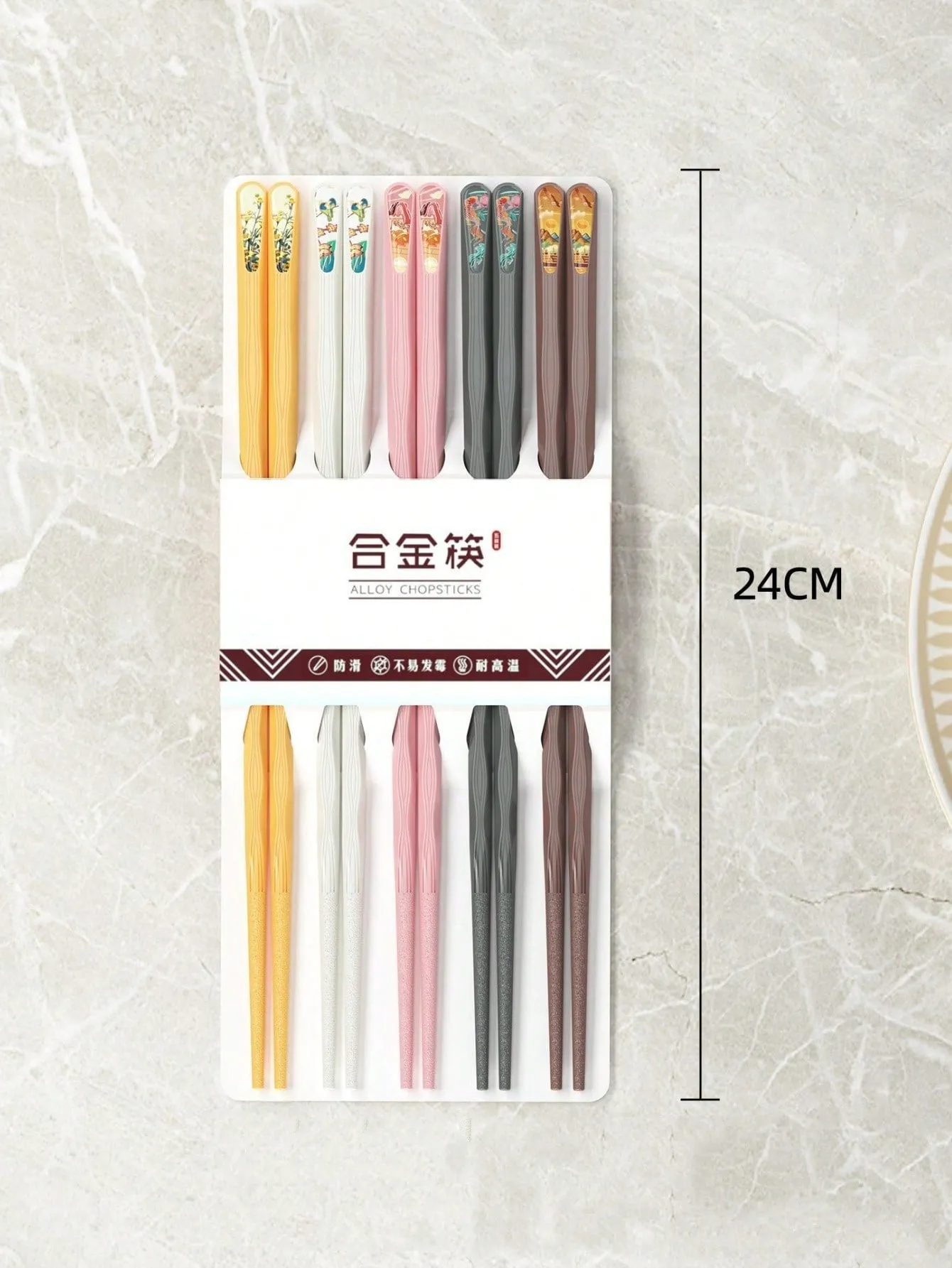 5pairs Chinese-Style Household Chopsticks, Elegant And Traditional, One Person One Chopstick, High-End Lacquer-Free Chopsticks, Easy To Clean Without Mold.