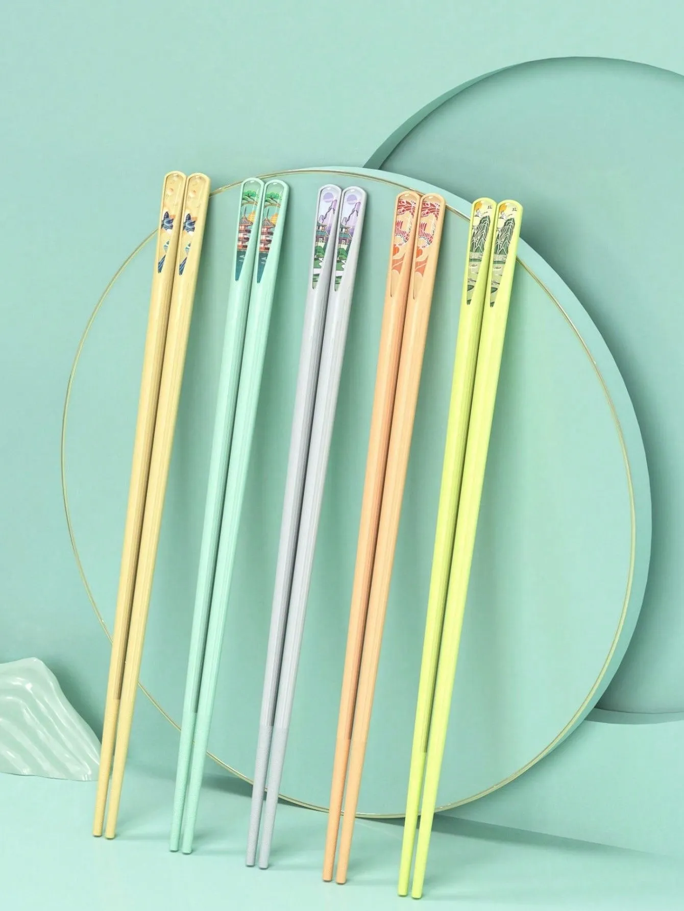 5pairs Chinese-Style Household Chopsticks, Elegant And Traditional, One Person One Chopstick, High-End Lacquer-Free Chopsticks, Easy To Clean Without Mold.