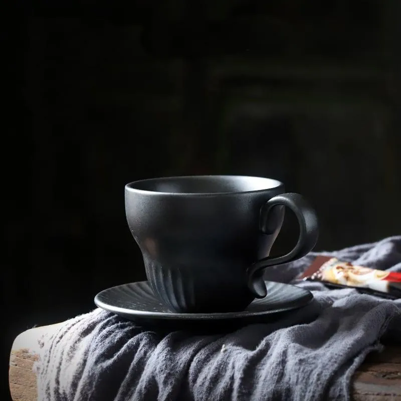 ANJI - Ceramic Gourd Coffee Cup & Saucer Set | Gourd Mug Set