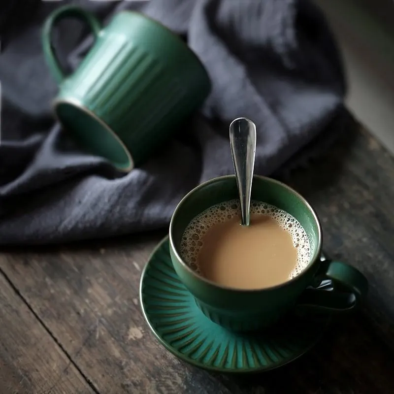 ANJI - Ceramic Gourd Coffee Cup & Saucer Set | Gourd Mug Set