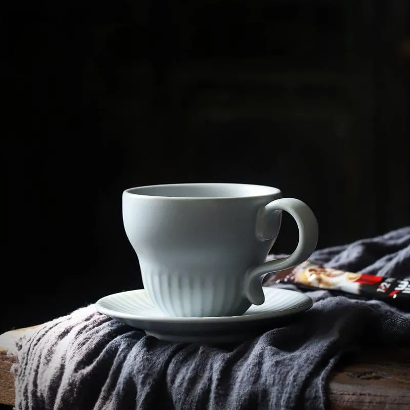 ANJI - Ceramic Gourd Coffee Cup & Saucer Set | Gourd Mug Set