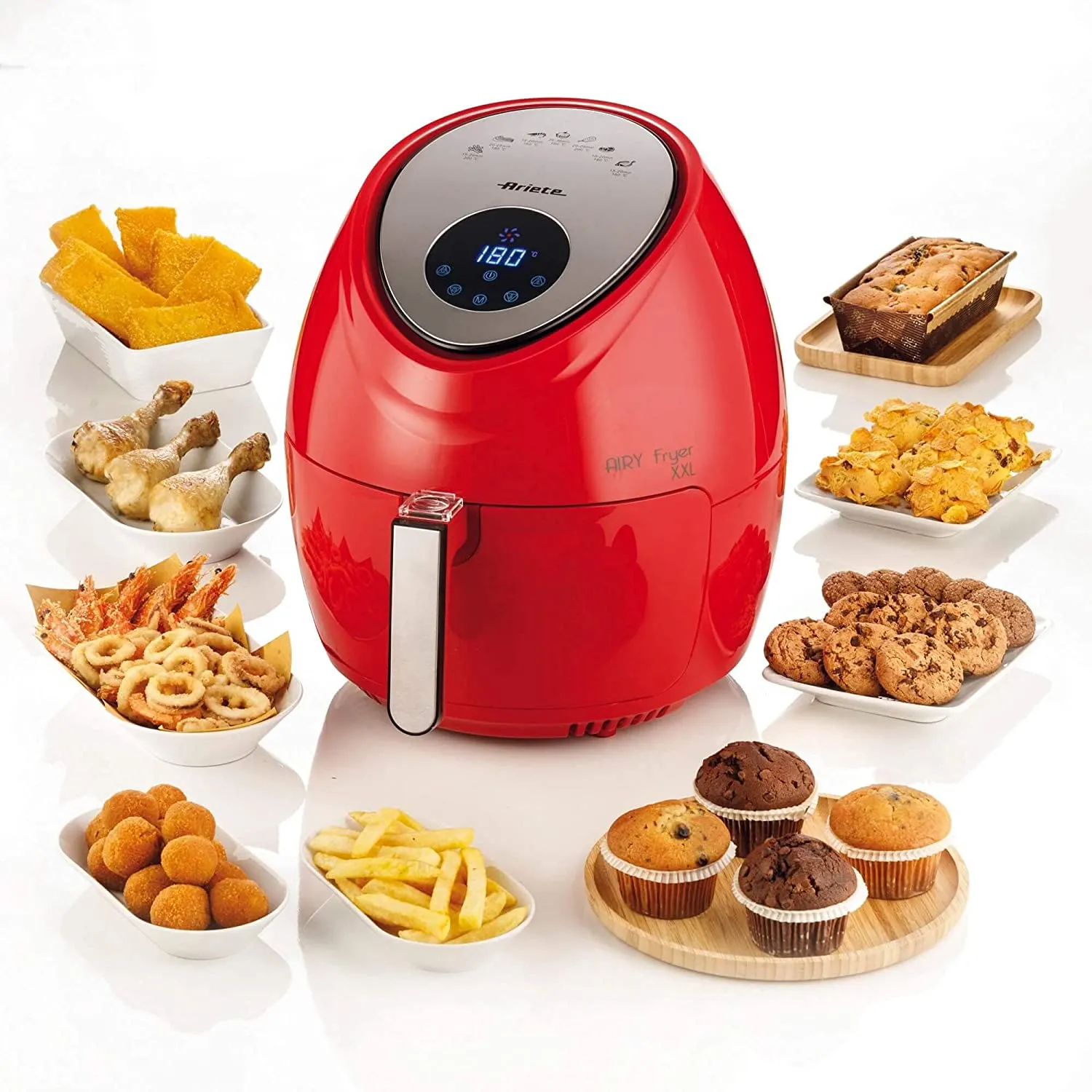 Ariete 4618, Airy Fryer XXL, Air Fryer, 5.5 Liters, Fries Without Oil 2.5 kg of Chips, 1800 Watt, Red