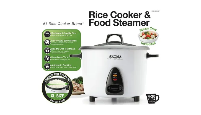 Aroma Housewares 20-Cup Rice Cooker & Food Steamer (Refurbished) - Ships Quick!