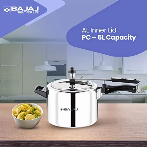 Bajaj New Shakti ILPC 5L Aluminium Inner Lid Pressure Cooker (Grey/Silver)