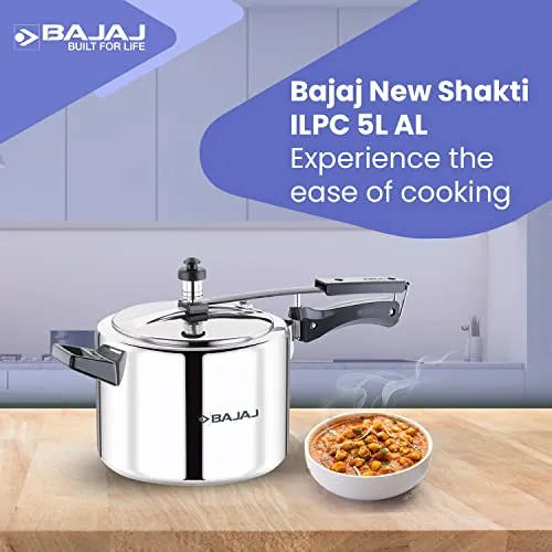 Bajaj New Shakti ILPC 5L Aluminium Inner Lid Pressure Cooker (Grey/Silver)