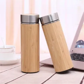 Bamboo Tumbler with Tea Infuser | Eco Bamboo Coffee Cup | Stainless Steel Travel Mug | Leak-Proof Cover | Accompanying Cup Reusable Cup