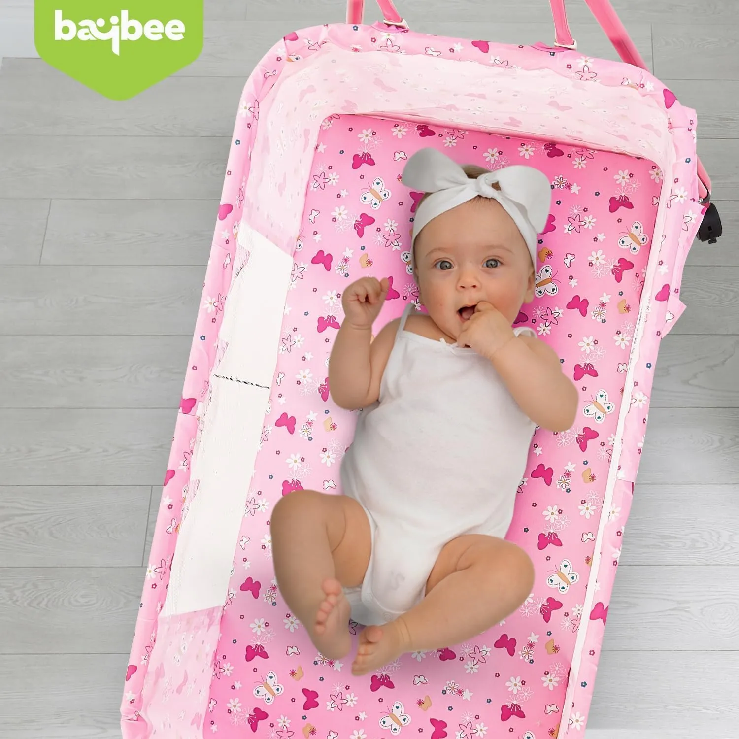 BAYBEE Clora Baby Swing Cradle for Baby | Palna Jhula for New Born Babies with Mosquito Net & Storage Basket | Baby Bedding Set