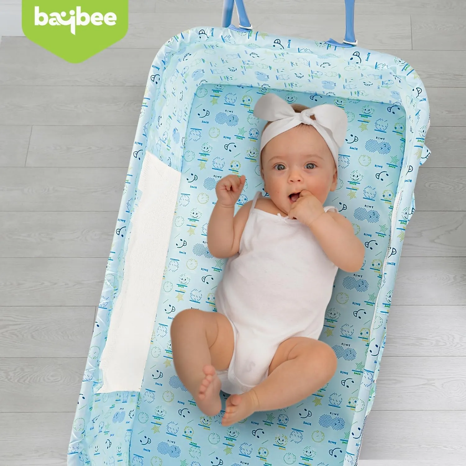 BAYBEE Clora Baby Swing Cradle for Baby | Palna Jhula for New Born Babies with Mosquito Net & Storage Basket | Baby Bedding Set