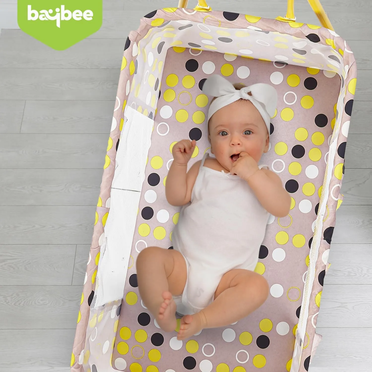 BAYBEE Clora Baby Swing Cradle for Baby | Palna Jhula for New Born Babies with Mosquito Net & Storage Basket | Baby Bedding Set