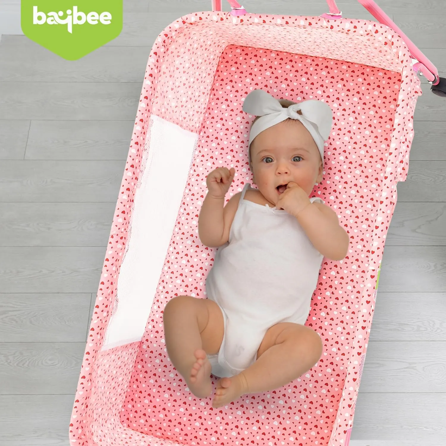 BAYBEE Clora Baby Swing Cradle for Baby | Palna Jhula for New Born Babies with Mosquito Net & Storage Basket | Baby Bedding Set