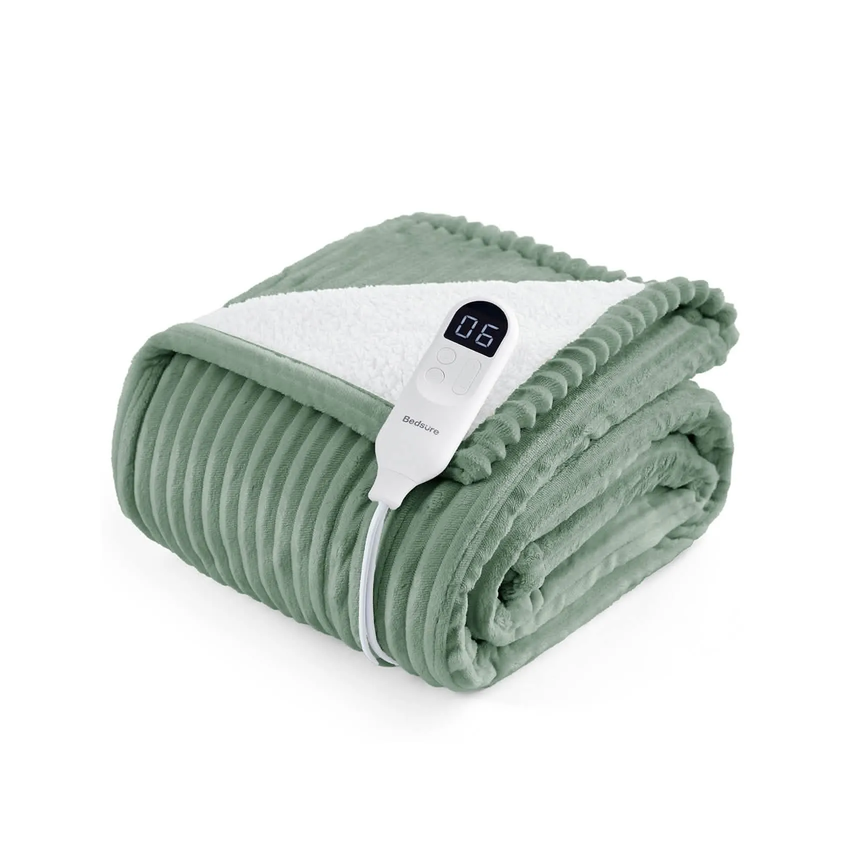 Bedsure Ribbed Flannel Heated Blanket