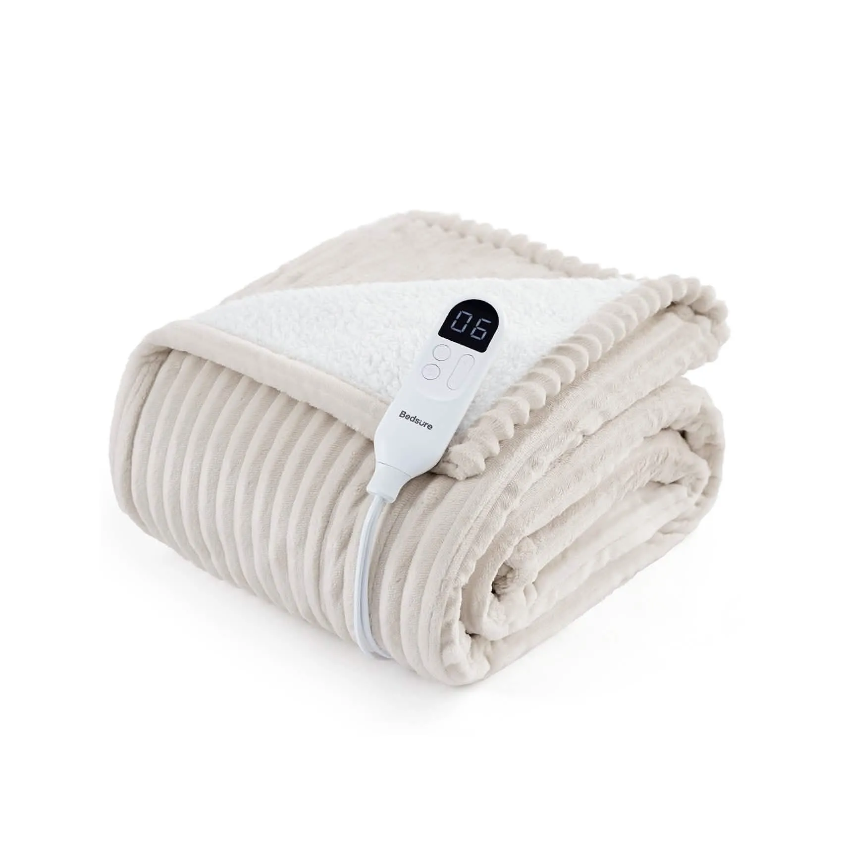 Bedsure Ribbed Flannel Heated Blanket