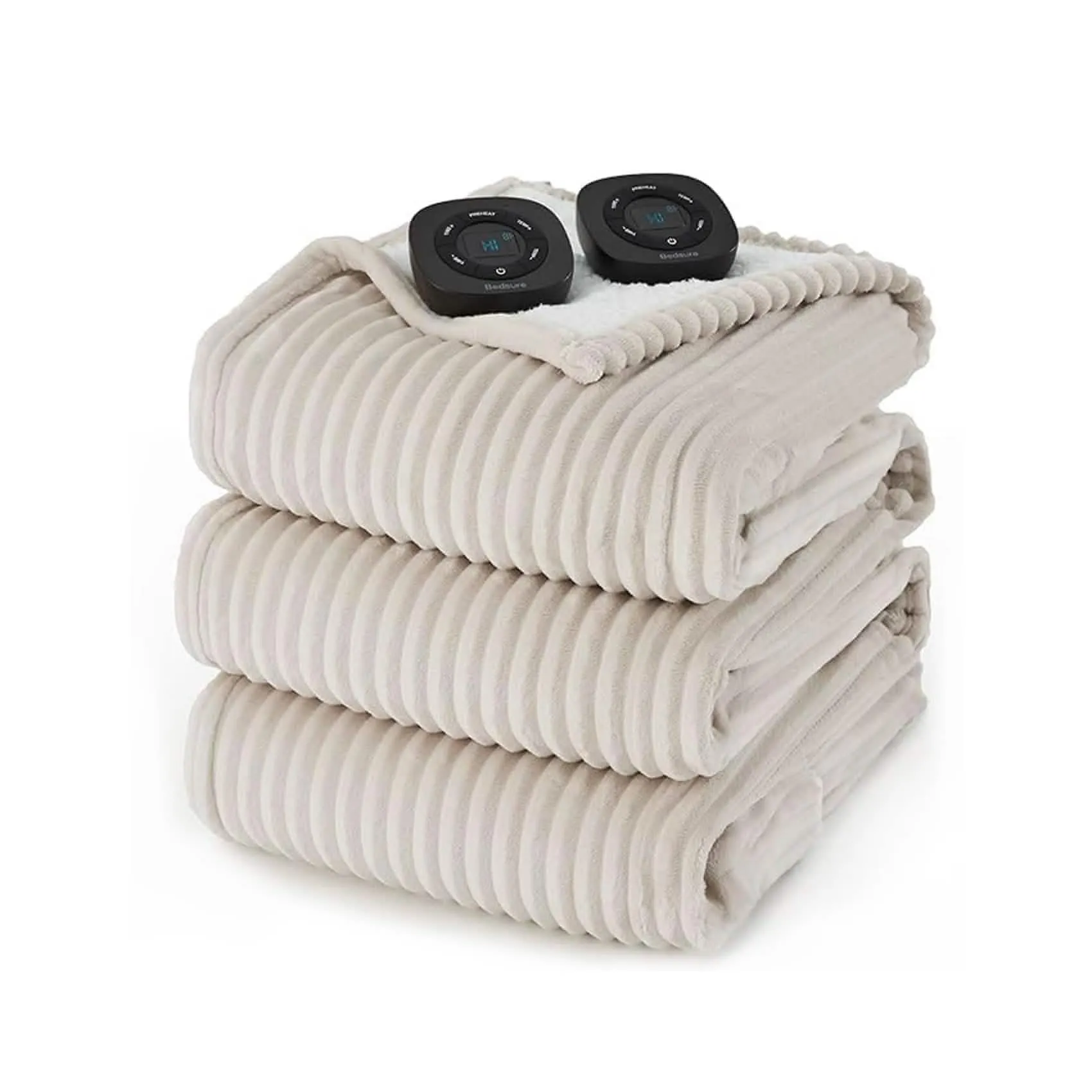 Bedsure Ribbed Flannel Heated Blanket