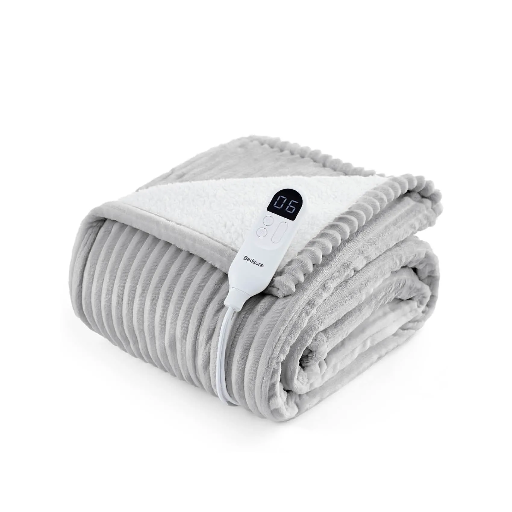 Bedsure Ribbed Flannel Heated Blanket