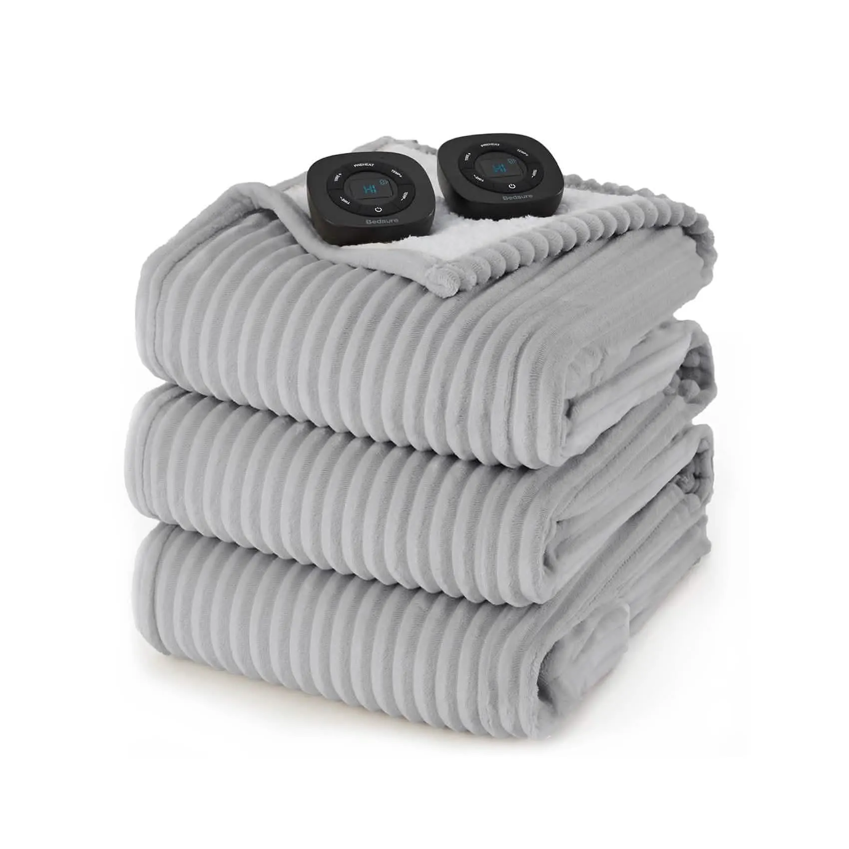 Bedsure Ribbed Flannel Heated Blanket