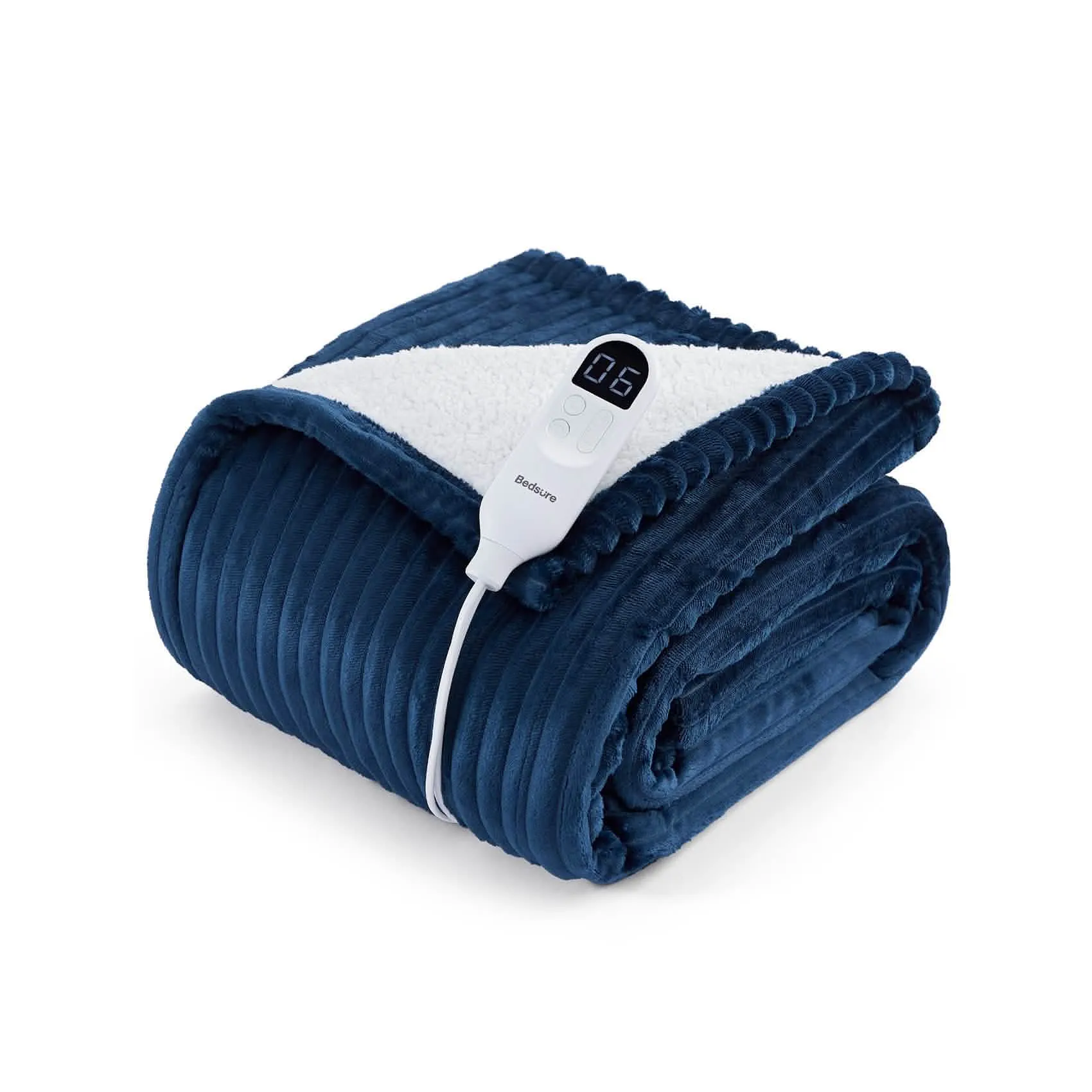 Bedsure Ribbed Flannel Heated Blanket