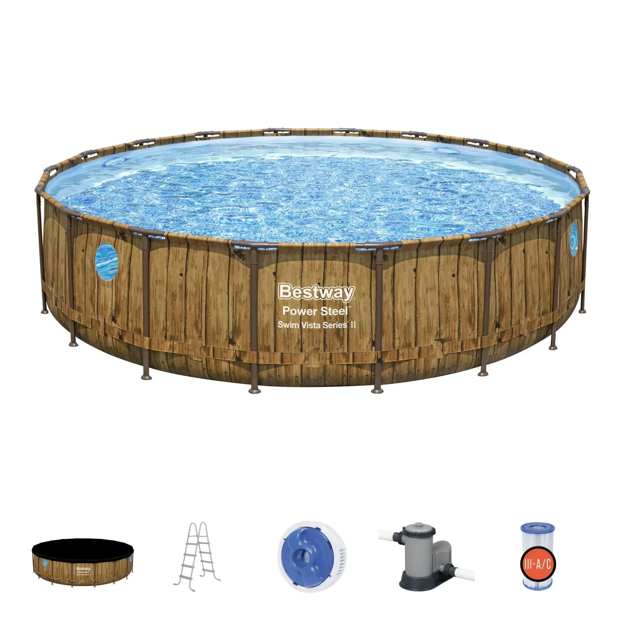 Bestway Power Steel Swim Vista 18' x 48" Round Above Ground Swimming Pool(Used)