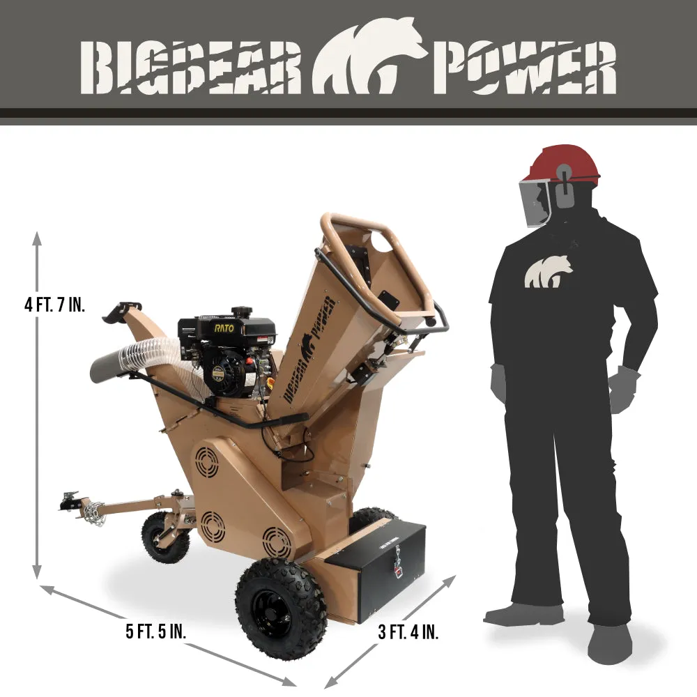 BigBear Power BBC31E Tornadic Chipper 3" 7 HP Shredder with Vacuum Gas Powered Commercial Electric Start New