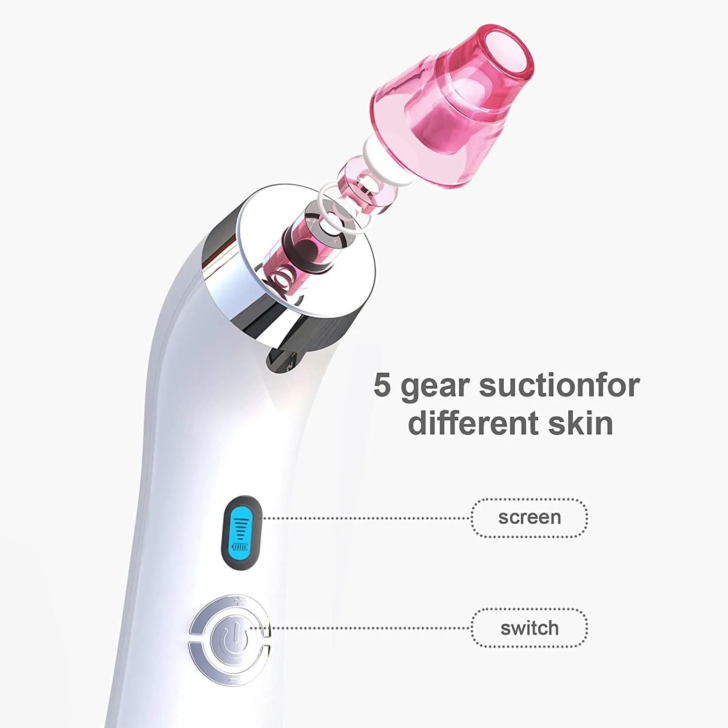 Blackhead Remover Pore Vacuum Electric Blackhead Vacuum Cleaner Blackhead Extractor Tool Device Removal Suction Beauty Device for Women（Pink)