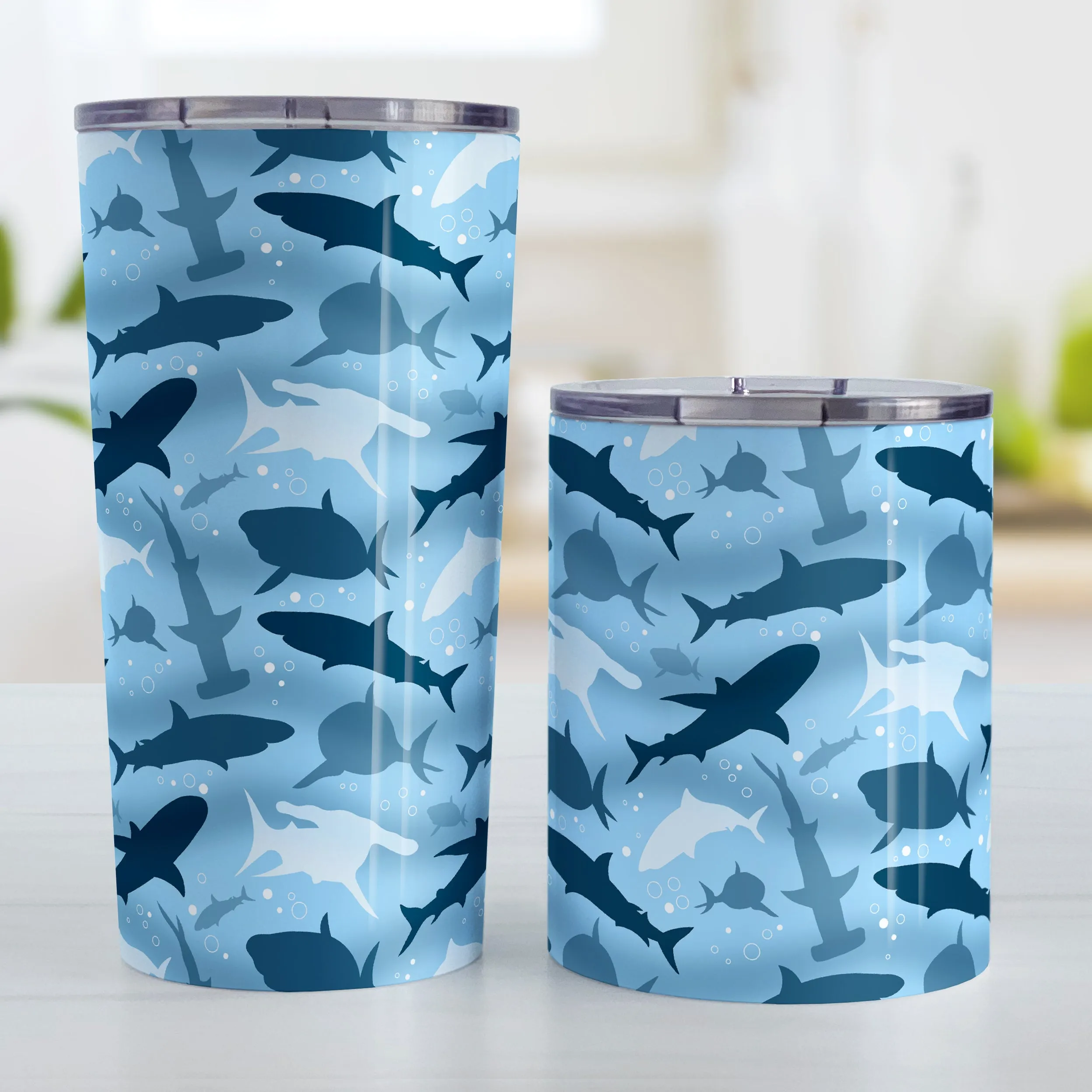 Blue Frenzy Sharks Tumbler Cup