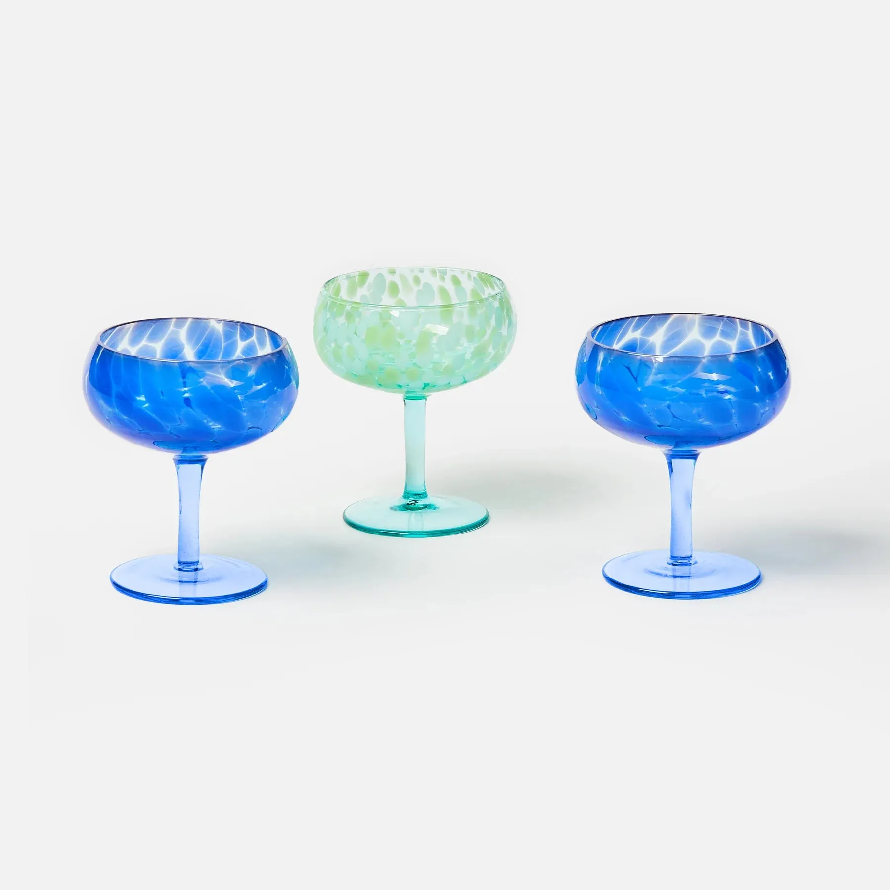 Bonnie & Neil Glass Coupe Dots Set 2 - Blue