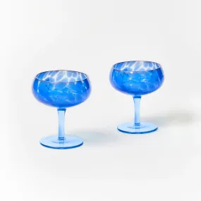 Bonnie & Neil Glass Coupe Dots Set 2 - Blue