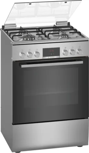 Bosch Serie 4 Hxn390d50l Cooker Freestanding Cooker Gas Black, Stainless Steel A