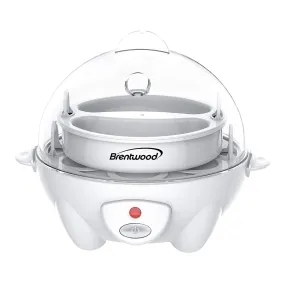 Brentwood Electric Boiled Egg Cooker for 7 Eggs with Omelet Tray, White (Used)