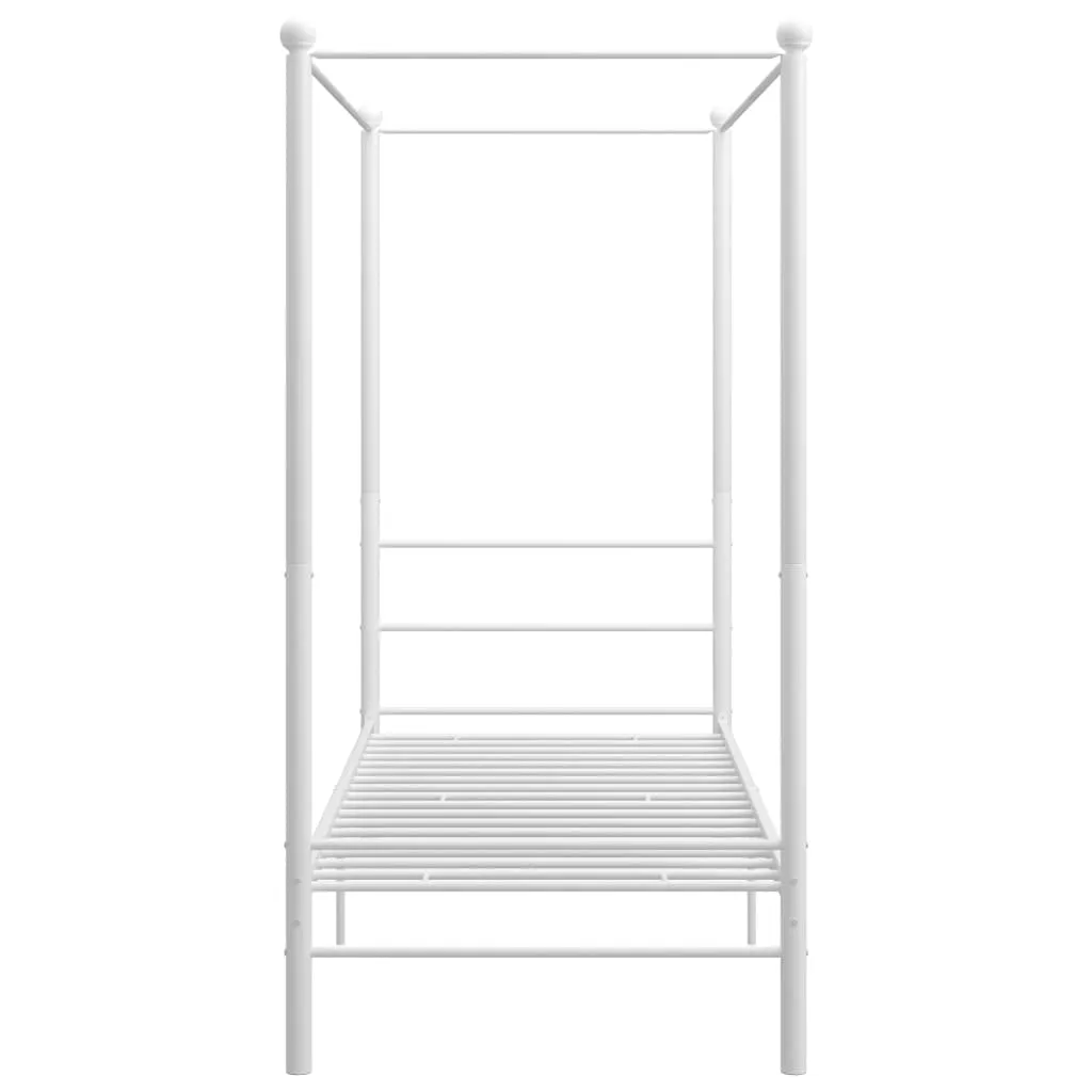 Canopy Bed Frame White Metal 90x200 cm