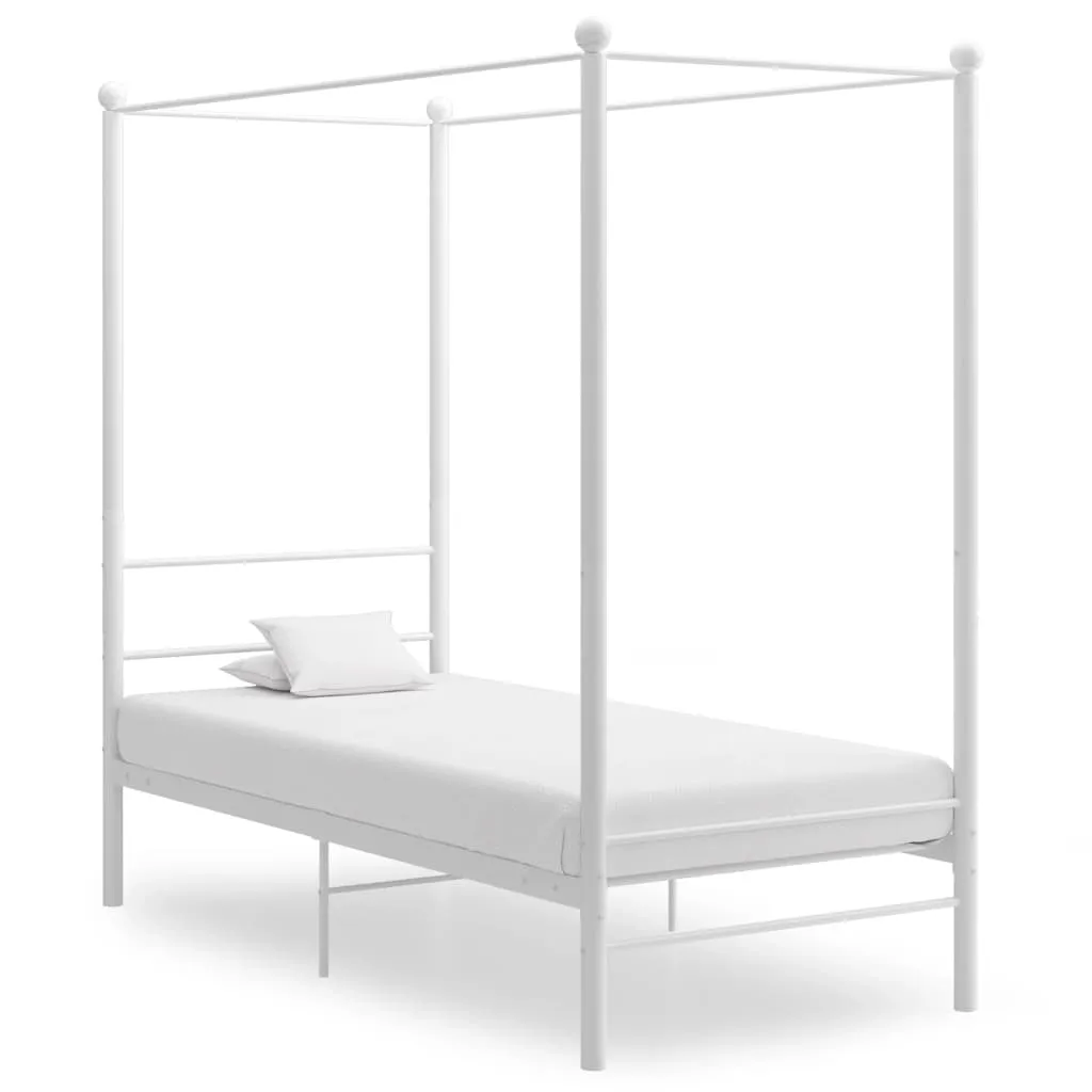 Canopy Bed Frame White Metal 90x200 cm