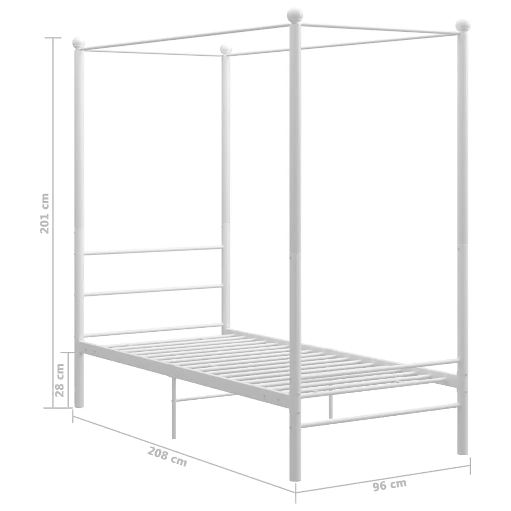 Canopy Bed Frame White Metal 90x200 cm