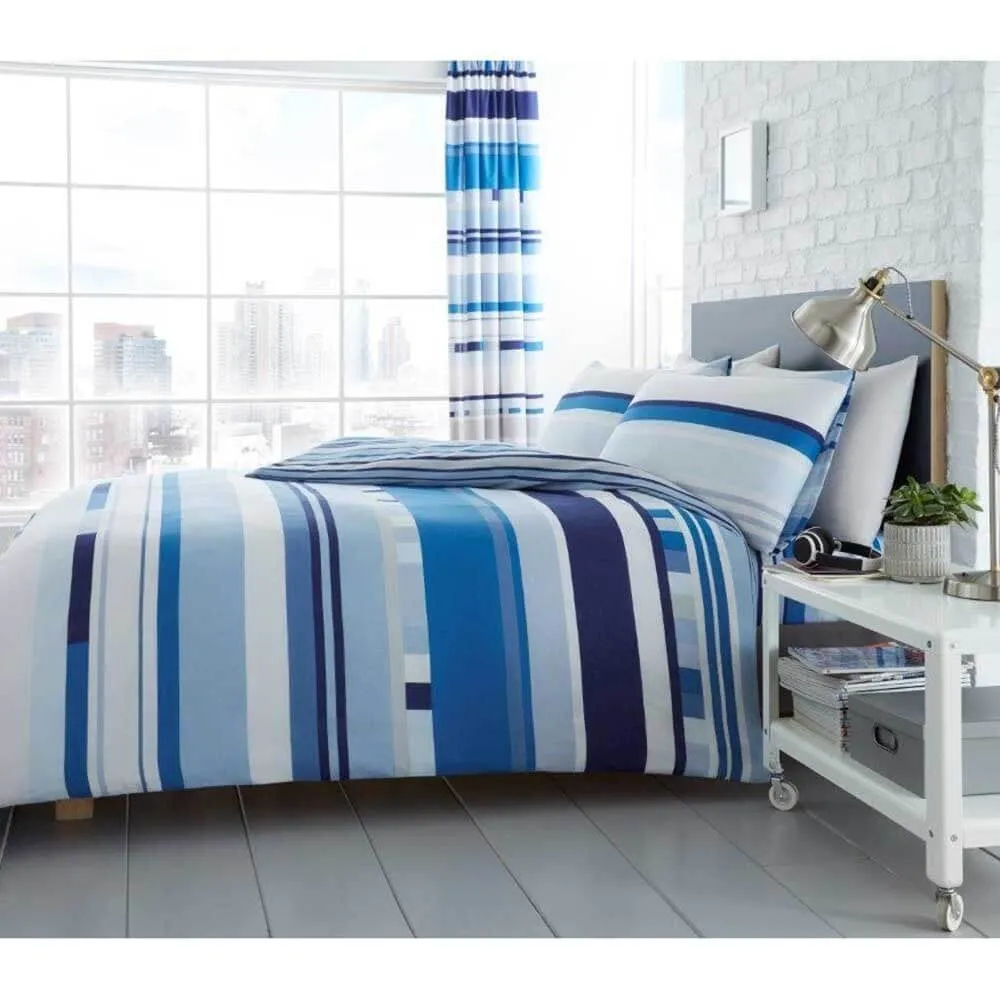 Chester Stripe Duvet Cover Bedding Set - Blue