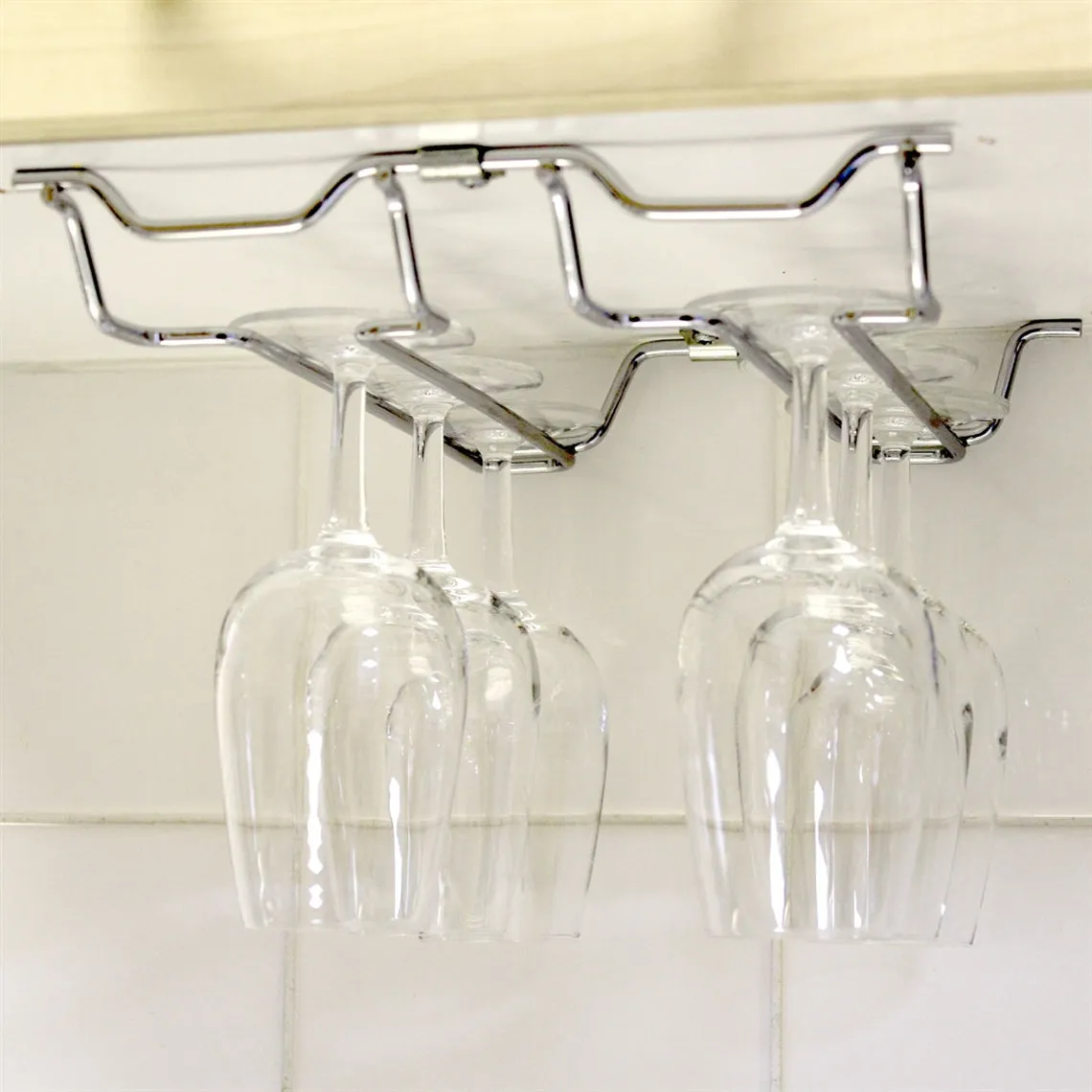 Chrome Plated Steel Wine Glass Hanging Rack - 2 Columns