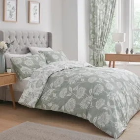 Chrysanthemum Duvet Cover Set by Dreams & Drapes Design in Green