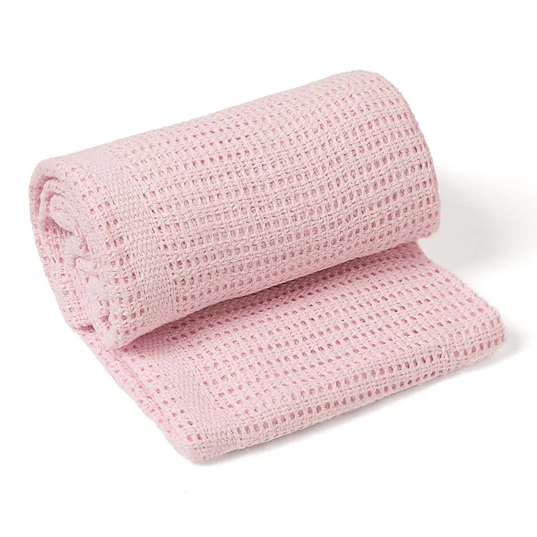 Clair de Lune Cellular Pram Blanket - Pink